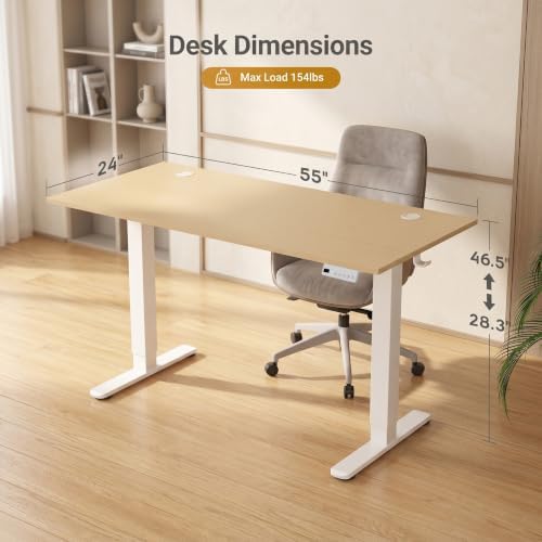 Claiks Electric Standing Desk, 55x24 Inch, Nature - Image 3
