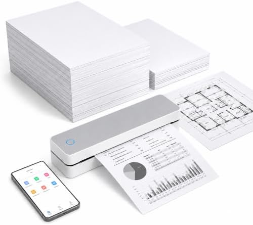 Portable Thermal Printer Bluetooth Inkless Printer for US Letter A4 A5 B5 by TEALLAUREL