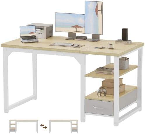 Mericonia 48 in Computer Desk with Drawer, 1" Thick Reversible Office Desk by MERICONIA