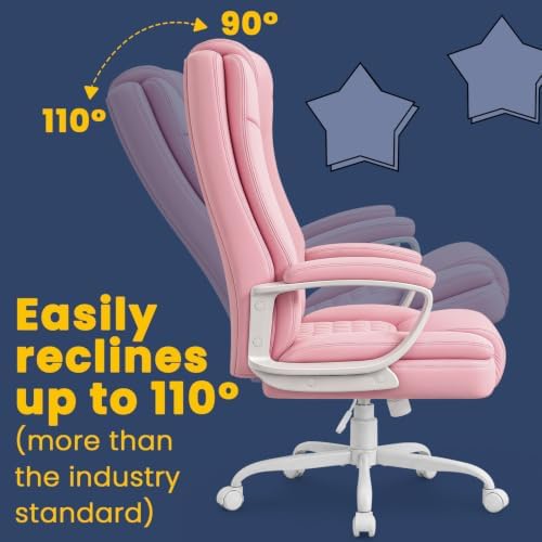 OFIKA Leather Office Desk Chair,Ergonomic Office Chair with Lumbar Support,Computer Chair,Executive Leather Chair with Padded Flip-up Arm,Adjustable Armrests, Black,275LBS - Image 4