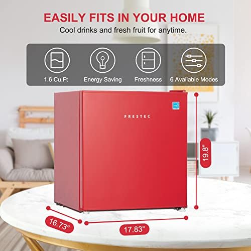 1.6 Cu' Mini Refrigerator, Small Refrigerator, Mini Fridge with Freezer, Compact Refrigerator, Red (FR 160 RED) - Image 2