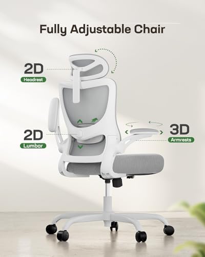 Marsail Ergonomic Office Chair: Office Computer Desk Chair with High Back Mesh and Adjustable Lumbar Support Rolling Work Swivel Task Chairs with Wheel 3D Armrests and Headrest - Image 3