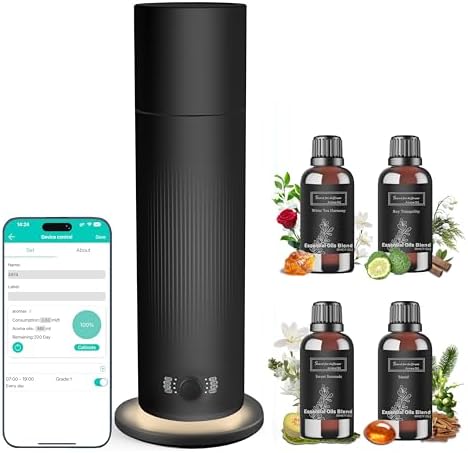 Waterless Essential Oil Diffuser, Scent Air Machine for Home with 4x30ml Hotel Scent Oil Sets, Covers Up to 1000 Sq.Ft, Adjustable Mist & Timer, Hotel and Commercial Use by Unknown