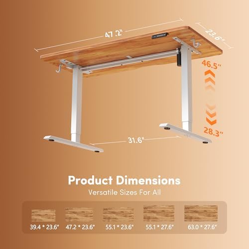FEZIBO 48 x 24 Inchs Electric Standing Desk, Height Adjustable, Sit Stand Up, Computer Office Desk with Splice Board, White Frame/Light Rustic Top - Image 3