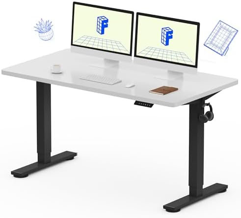 FLEXISPOT EN1 One-Piece Standing Desk, Electric Adjustable with 4 Memory Presets, 176 LBS Capacity, Stable & Quiet, Seamless Desktop for Home Office & Dual Monitors, 55"x28" White by Unknown