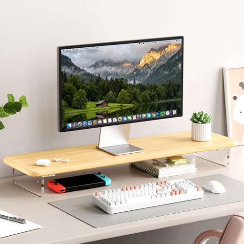 AFOOYO Bamboo Monitor Stand Riser, 31.5 In Computer Riser Desk Organizer by AFOOYO
