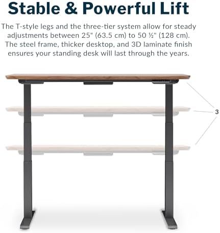 Vari Classic Electric Standing Desk – 60x30 – Walnut/Slate - Image 4