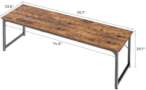 Huuger Computer Desk, 80 Inch Office Desk, Gaming Desk with Storage, Writing Desk Work Desk for Home Office, Study, Long Simple Desk, Large Legroom, Metal Frame, Rustic Brown - Image 3