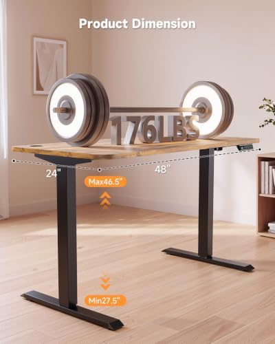 Standing Desk, 48 × 24 Inches Electric Height Adjustable, Home Office - Image 3