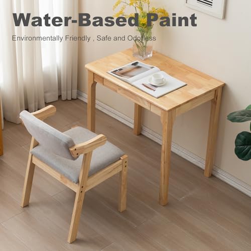 Solid Wood Desk, Gaming Study Home Office Desks for Work, Student PC Desk for Bedroom, Small Computer Desk for Small Spaces, Easy to Assemble (Wood Color, 31inch) - Image 5