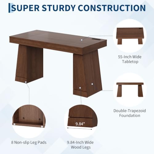 55" Executive Desk with Power Outlet, Storage Cabinet - Image 7