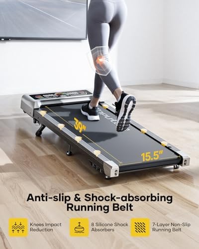 TOPUTURE Walking Pad with 10% Incline, 3.0HP Brushless Quiet Under Desk Treadmill, Portable Treadmills for Home/Office, Running Machine 300 lbs Capacity with RGB LED Screen, Remote Control/App Control - Image 6