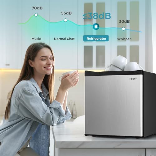 EUHOMY 1.7 Cu.Ft Mini Fridge, Reversible Door Compact Refrigerator, Silver - Image 7