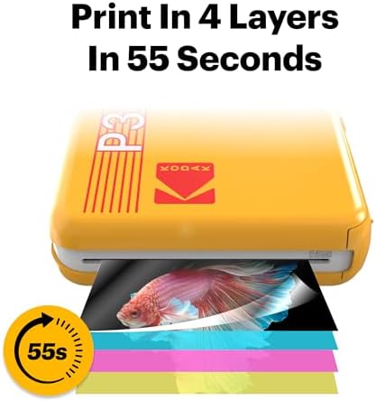 KODAK Mini 3 Retro 3x3 Portable Photo Printer, 4PASS, 98 Sheets, Yellow - Image 5