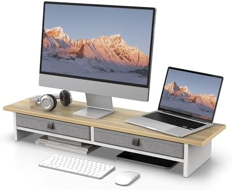 Fenge 35 Inch Monitor Stand with Drawer Storage, Computer Riser for Desk by Fenge
