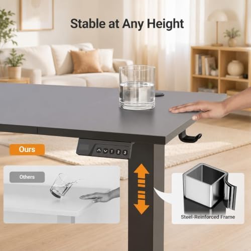 Claiks Electric Standing Desk, 48x24 Inch, Black - Image 5