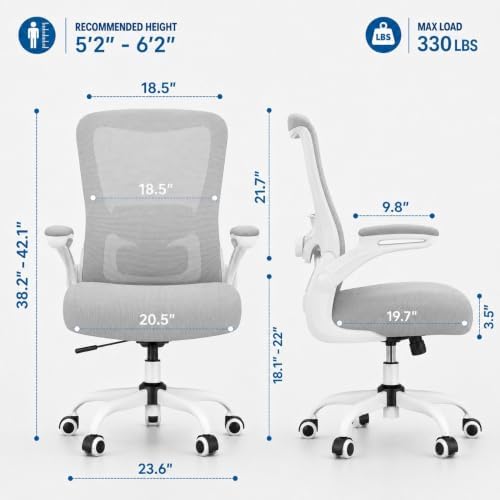 Ergonomic Office Chair for Long Hours, Adjustable Padded Lumbar Support for Lower Back Relief, 330 lb Capacity, Comfortable Computer Desk Chair for Home Office, Work & Study - Image 2