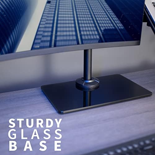 VIVO Free Standing Single Computer Monitor and Laptop Combo Desk Stand with Sleek Glass Base, Fits up to 32 inch Monitors and 17 inch Laptops, Black, STAND-V002FGL - Image 3
