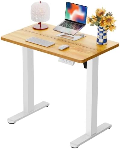 ErGear Height Adjustable Electric Standing Desk, 32 x 19 Inches Sit Stand up Desk, Memory Computer Home Office Desk, Light Vintage Brown by ErGear
