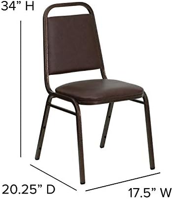 Flash Furniture 4 Pack HERCULES Series Trapezoidal Back Stacking Banquet Chair in Brown Vinyl - Copper Vein Frame - Image 3