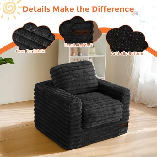 MAXYOYO Kids Bean Bag Chair, Comfy Upholstered Bean Bag Sofa with Filler - Image 5