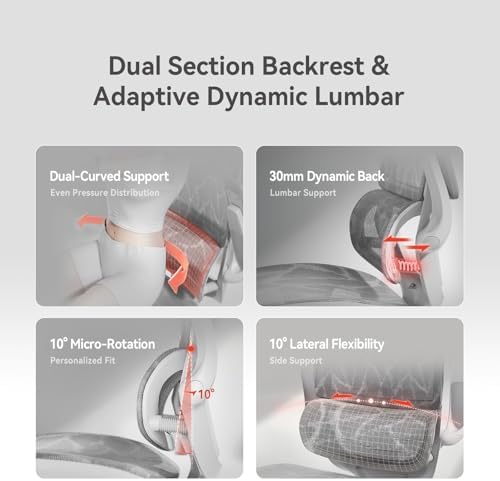SIHOO M59AS Ergonomic Office Chair, Dual Backrest, Adaptive Lumbar Support - Image 4