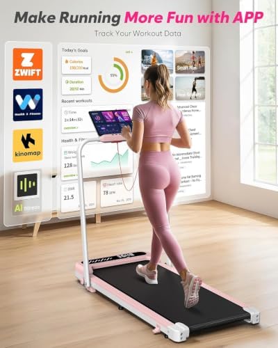 Cardirun Pink Walking Pad with 10% Incline & Handle Bar, Foldable Treadmill - Image 6