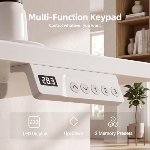Claiks Electric Standing Desk 48x24 Inch Adjustable Desk, White - Image 6