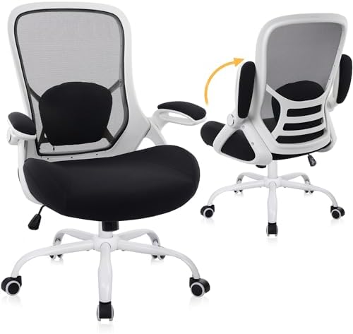 HYLONE 400lbs Heavy Duty Office Chair, Computer Desk Chair(White&Black) by HYLONE