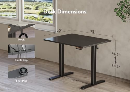 Claiks Electric Height Adjustable Standing Desk, 35x20 Inch, Black - Image 3