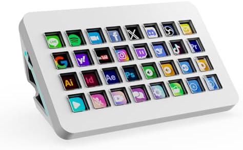 TreasLin/VSDinside Stream Dock XL Advanced Studio Controller, 32 Macro Keys, Trigger Actions in Apps and Software Like OBS, Twitch, YouTube and More, Works with Mac and PC, Stream Controller XL White by TreasLin
