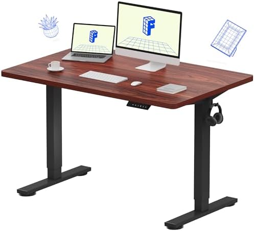 FLEXISPOT EN1 One-Piece Standing Desk, Electric Adjustable with 4 Memory Presets, 176 LBS Capacity, Stable & Quiet, Seamless Desktop for Home Office & Dual Monitors, 48"x30" Mahogany by Unknown