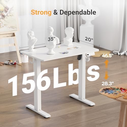 YDN Electric Standing Desk, 35x20 Inch, White - Image 3