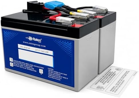Raion Power 24V 7.5Ah High Rate RBC48 Compatible Battery Cartridge for APC Smart-UPS SMT750, SMT750C, SMT750CUS, SMT750US, SUA750ICH, SUA750IX38 & SUA750US by Raion+Power