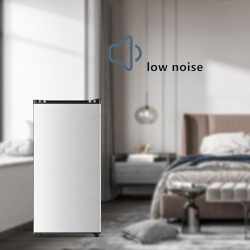 Seaoola Mini Fridge with Freezer, Single Door 3.1 Cu.Ft, Compact Mini Refrigerator, LED Light, Adjustable Thermostat, Removable Glass Shelves, Small Refrigerator for Dorm/Office/Bedroom(Sliver) - Image 6