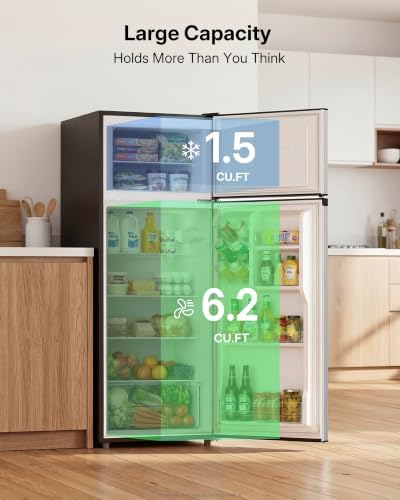 Upstreman 7.7 Cu.Ft. Refrigerator with Freezer Double Door Refrigerator - Image 3