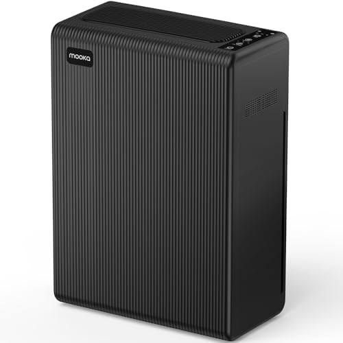 Air Purifiers for Home Large Room up to 2000ft² with Washable Filter, MOOKA H13 HEPA Air Cleaner for Wildfire Smoke Season Bedroom Pets Wood Odor Pollen Dust, Auto Mode, Filter PM2.5, E-300L(Black) by MOOKA