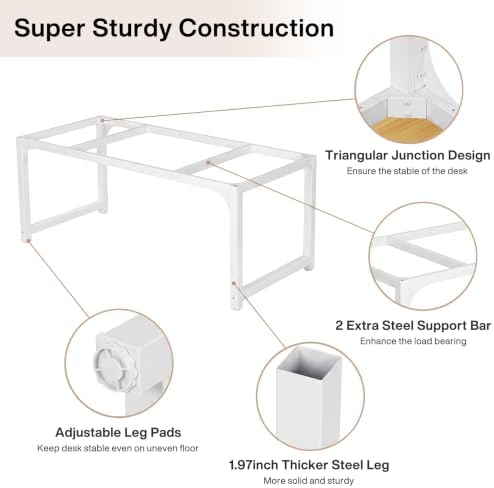 Tribesigns Modern Computer Desk, 63 x 31.5 inch Large Office Desk Computer Table Study Writing Desk Workstation for Home Office, Light Walnut/White - Image 7