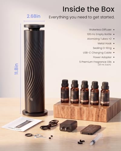 Waterless Essential Oil Diffuser for Home, Starter Kit with 5 Oils - Image 3