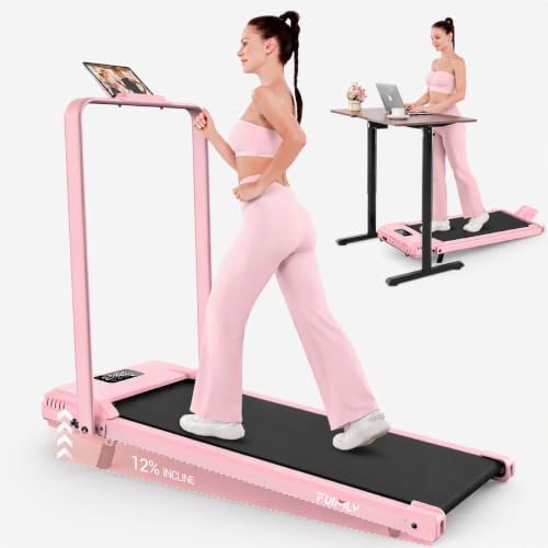 FUNMILY Upgrade Walking Pad Folding Treadmill with 12%/15% Incline & Handle Bar, 3.5HP Foldable Under Desk Compact Treadmills for Home/Office/Gym, 400+lb Capacity, Shock Absorption by FUNMILYSportsFitnessCardioTraining