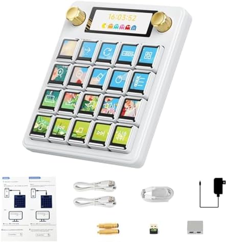 TUOPUONE MK20 Multi-Functional AI Voice Control Panel, White Color，Onboard 20 × 0.85inch Mechanical LCD Macro Keys and A 2.8inch Secondary Screen, Stream Controller Deck, Stream Accessories by TUOPUONE