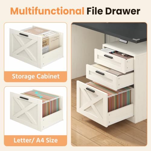 YOMILUVE 60" Farmhouse Electric Standing Desk with Drawers for Home Office - Image 7
