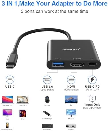 USB C to HDMI Adapter, 4K HDMI to USB-C Multiport Hub Adapter - Image 2