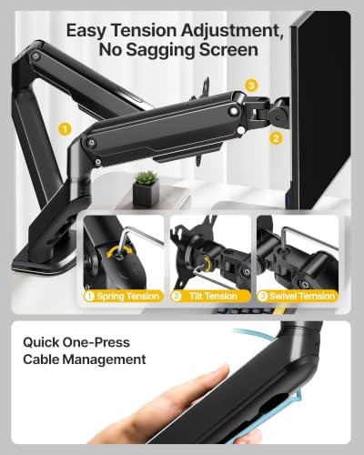 monTEK Dual Monitor Arm Stand, 17–32", Full Motion Adjustment,20 lbs Each - Image 6