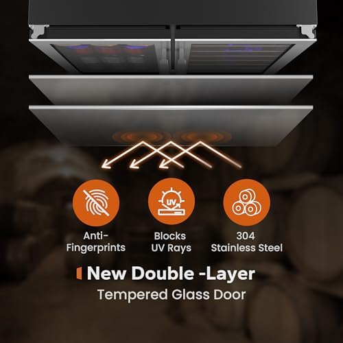 Ca'Lefort 24 Inch Wine & Beverage Fridge, Dual Zone Built-In Wine Cooler - Image 5