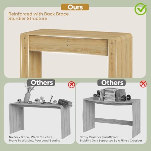 Bestier 47" Computer Desk with 2 Drawers, Modern Wood Writing Desks, Oak - Image 6