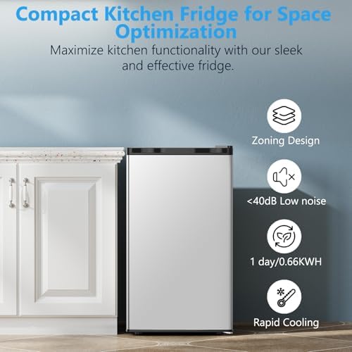 COWSAR 3.2 Cu.Ft Mini Fridge with Freezer for Bedroom Dorm, Silver - Image 6