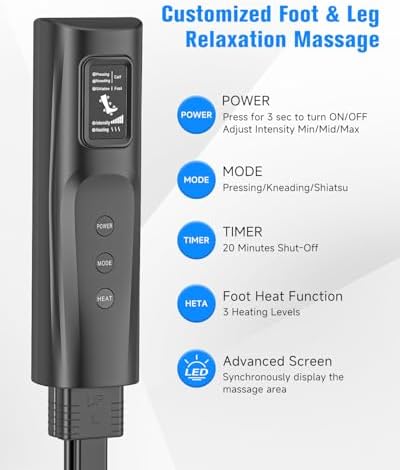Leg Compression Boots: Foot Massager with 3 Heat 3 Mode 3 Intensity, Black - Image 4