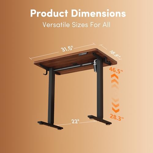 FEZIBO Standing Desk 32 × 19 Inch Electric Height Adjustable, Black Walnut - Image 3