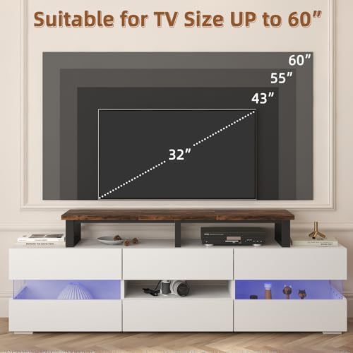 YAOHUOO 45" Large TV Riser for 32-60 inch TV, TV Riser Stand Shelf,Brown - Image 4